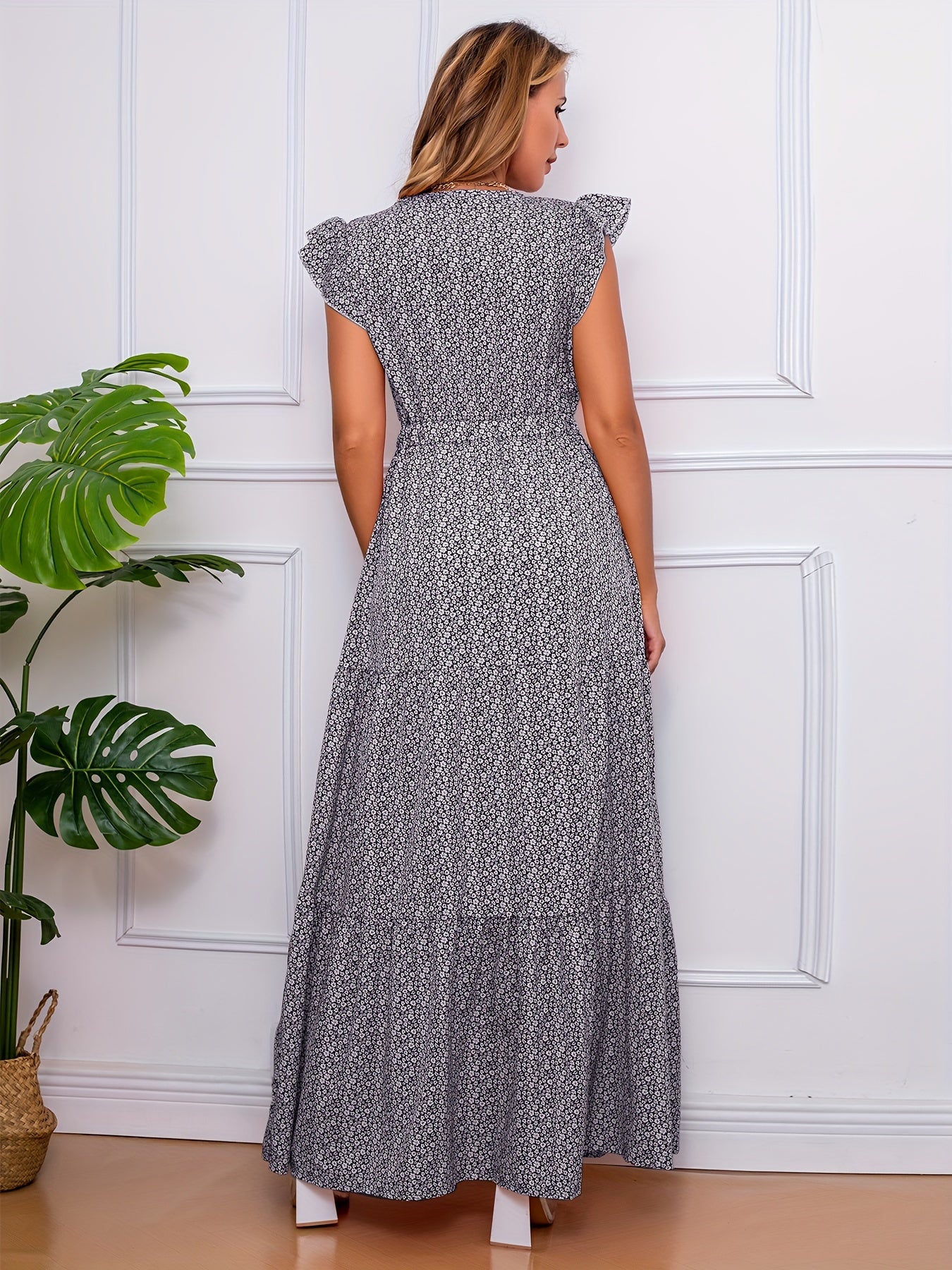 Ruffle Trim Tiered Maxi Dress Boho Casual Dress Spring & Summer
