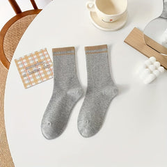 Men's Solid Striped Crew Socks Breathable Casual Unisex Outdoor All Seasons