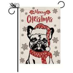 Christmas Garden Flag French Bulldog with Scarf Xmas Decoration