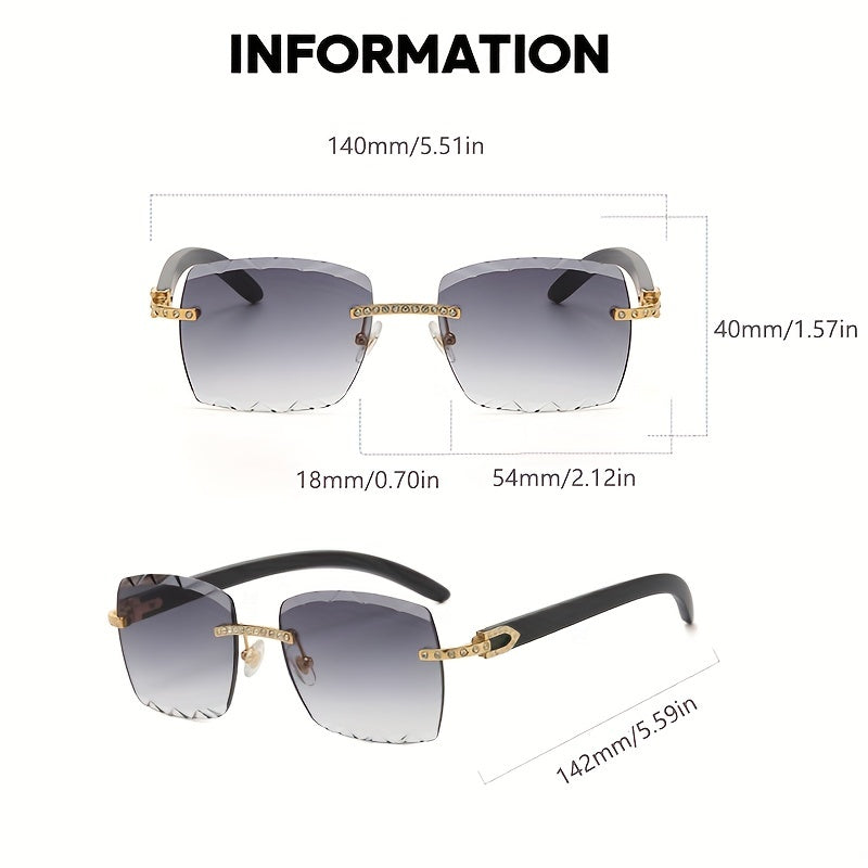 Men's Rimless Small Rectangle Sunglasses for Summer Outdoor Activities