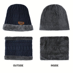Winter Thick Beanie Knitted Hat Neck Warmer Set