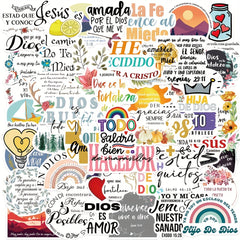 50pcs Spanish Scripture Book Waterproof Stickers for Luggage Guitar Notebook DIY