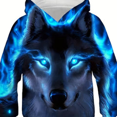 Boy's Wolf Graphic Hoodie Casual 3D Print Hooded Sweatshirt