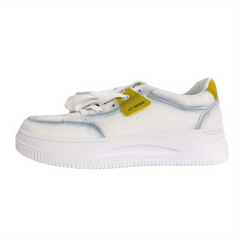 Women's Low Top Faux Leather Skate Shoes Thick Bottom Sneakers