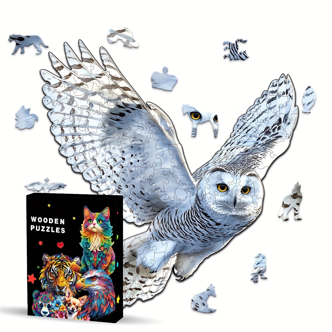 Whimsy Wooden Owl Puzzle Colorful Parrot Art Brain Teaser Focus Enhancer