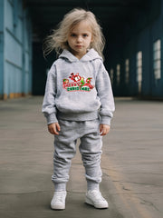 Girls Merry Christmas Hooded Sweatshirt Top Set