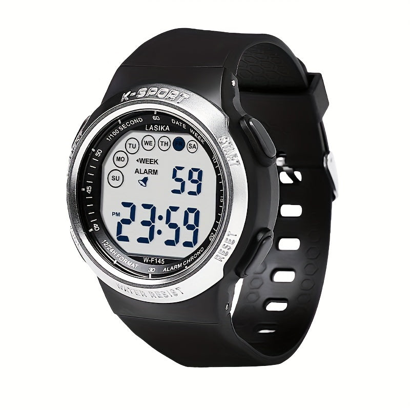Children's Sports Watch, Black, Water Resistant, Digital Display, Alarm