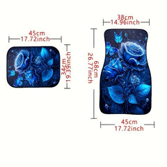 4pcs Luminous Rose Car Floor Mat Water Absorbent Non Slip