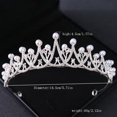 Rhinestone Pearl Crown Hairband Tiara Party Decorations