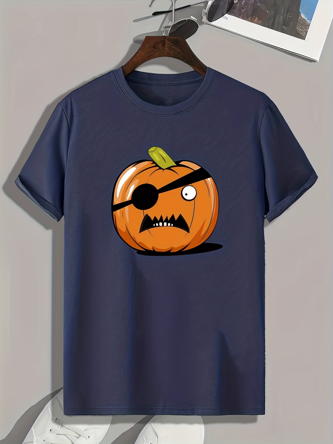Halloween Pumpkin Print Men's Graphic T-shirt Casual Comfy Tees