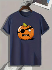 Halloween Pumpkin Print Men's Graphic T-shirt Casual Comfy Tees
