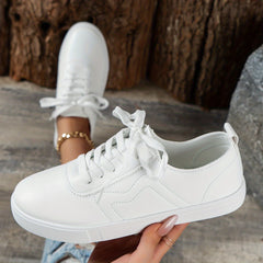 Women's Lace Up Comfortable Flat Shoes Solid Walking Shoes