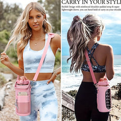 Stay Hydrated Sporty Insulated Water Bottle Carrier with Strap & Pockets