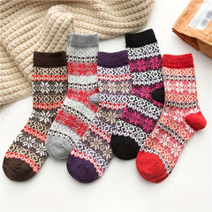 5 Pairs Geometric Pattern Colorblock Socks Women's Stockings & Hosiery