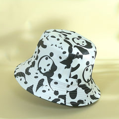 Reversible Panda Print Bucket Hat Cartoon Sunscreen Basin Hat