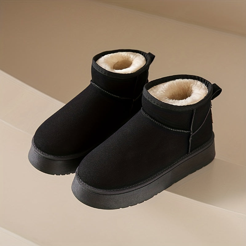 Women's Plush Lined Ankle Boots Slip On Comfortable Walking Shoes