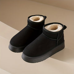 Women's Plush Lined Ankle Boots Slip On Comfortable Walking Shoes
