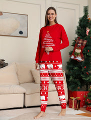 Christmas Tree Pajama Set Long Sleeve Crew Neck Top and Elastic Waistband