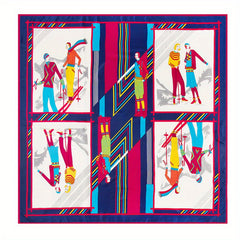 54cm Portrait Pattern Square Scarf Mature Silk Feeling Soft Shawl