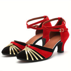 Women's Dance Shoes with Cross Strap Buckle Kitten Heel - Jazz Latin Tango