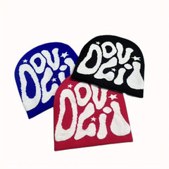 Elastic Foldable Beanie Hat Knitted With Skull Pattern For Men Women