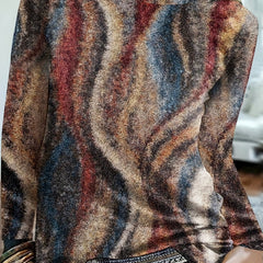 Print Crew Neck Top Long Sleeve Women's Clothing