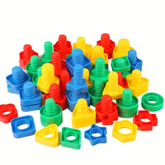 Colorful Screw & Nut Building Blocks Pink Green Yellow