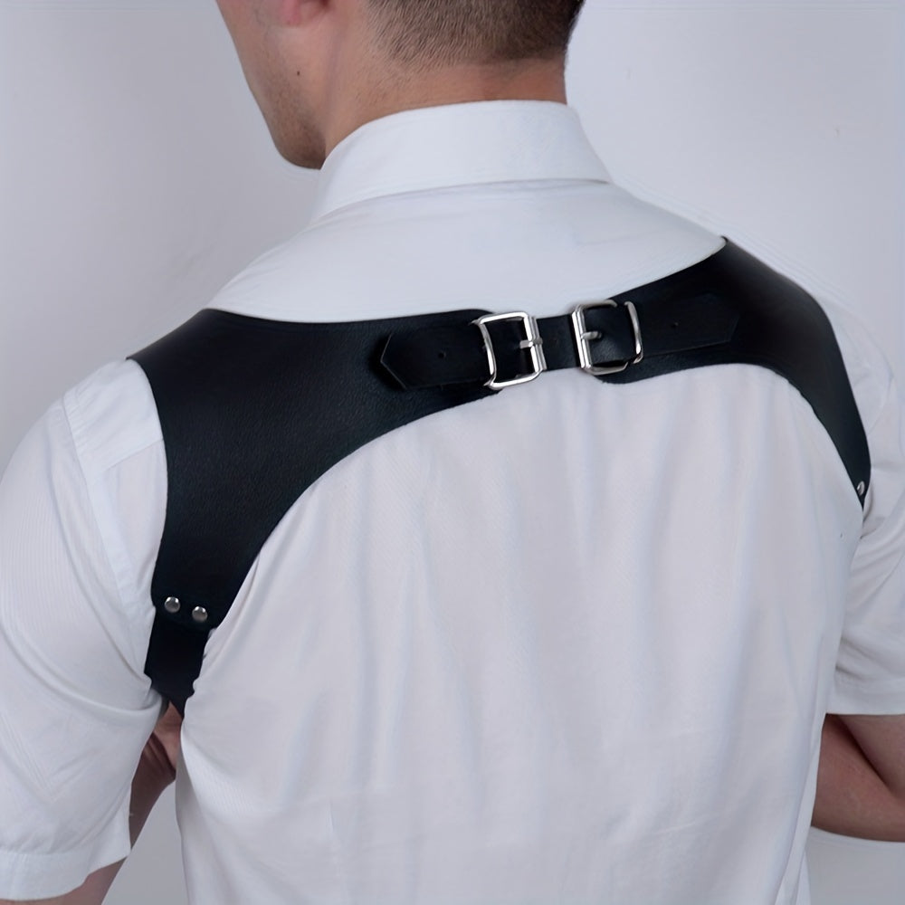 Men's Leather Suspenders Belt Shoulder Harness Adjustable Shoulder Strap