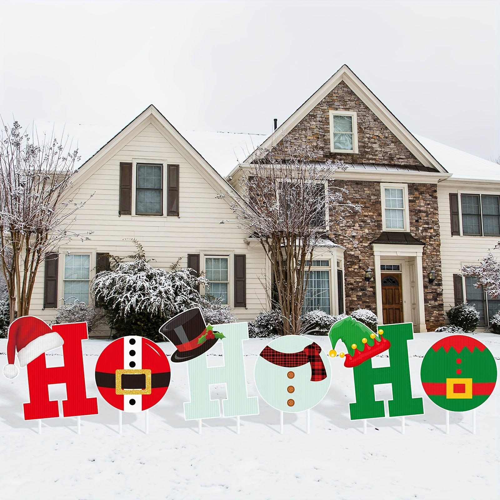 6PC Christmas HOHOHO Yard Sign Xmas Decor