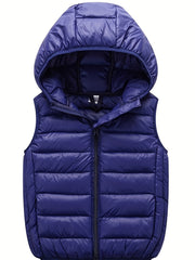 Kids' Sleeveless Hooded Jacket Zip Up Jacket