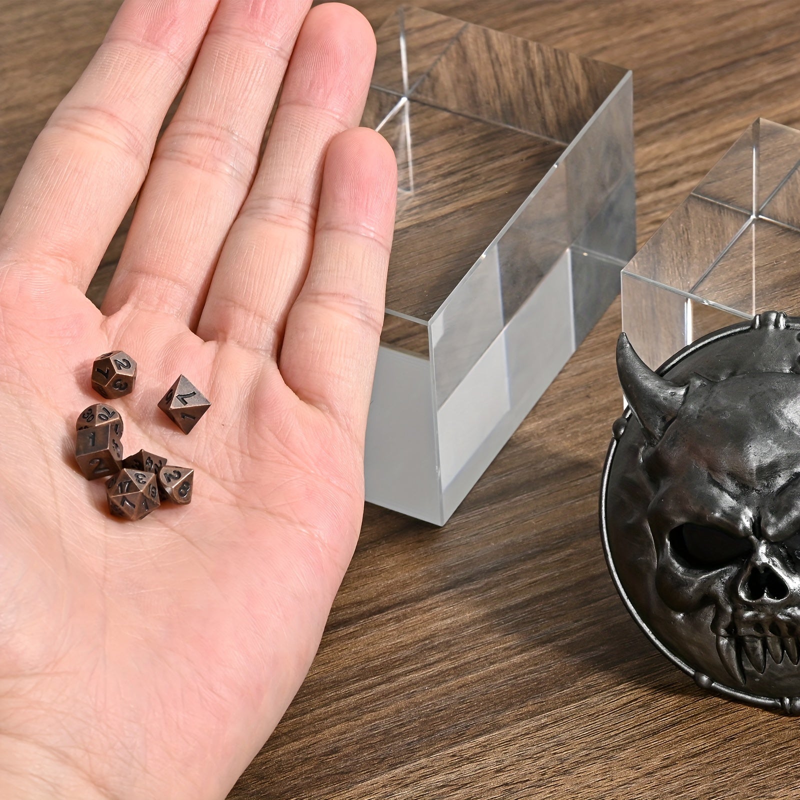 Mini Antique Iron Dice Set Bronze Polyhedral Metal Game Dice Set