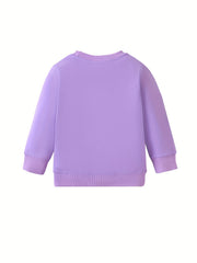 Girls Sequin Applique Crew Neck Sweatshirt Casual Fit Autumn Tops