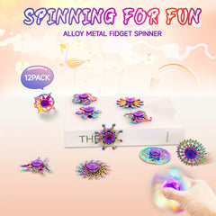 12 Pack Metal Finger Spinning Tops Fidget Toys for Adults and Children