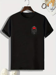 Men's Pattern Print Sports T-shirt, Graphic Tee for Fitness