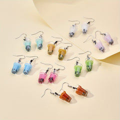 Summer Resin Earrings Multicolor Milk Tea Cup Girls Jewelry