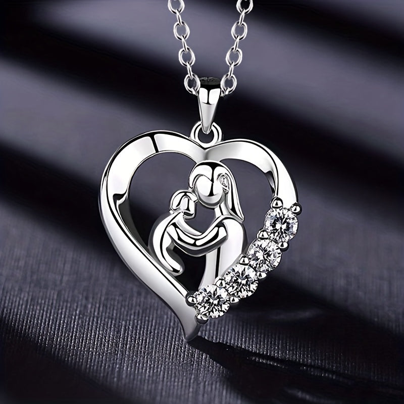 Mother Child Heart Pendant Necklace Casual Accessory Gift