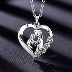 Mother Child Heart Pendant Necklace Casual Accessory Gift