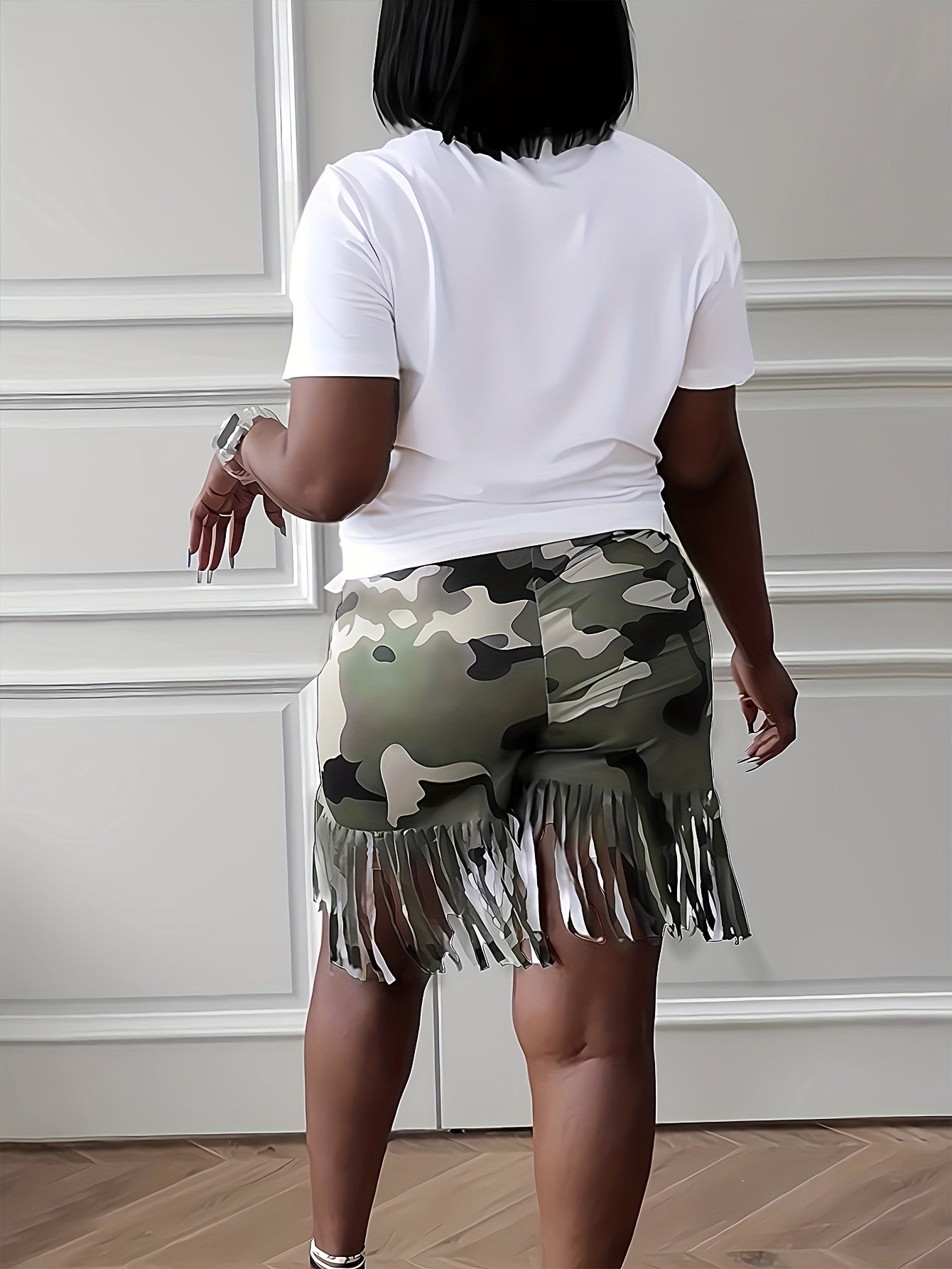 Camo & Slogan Print 2-Piece Set