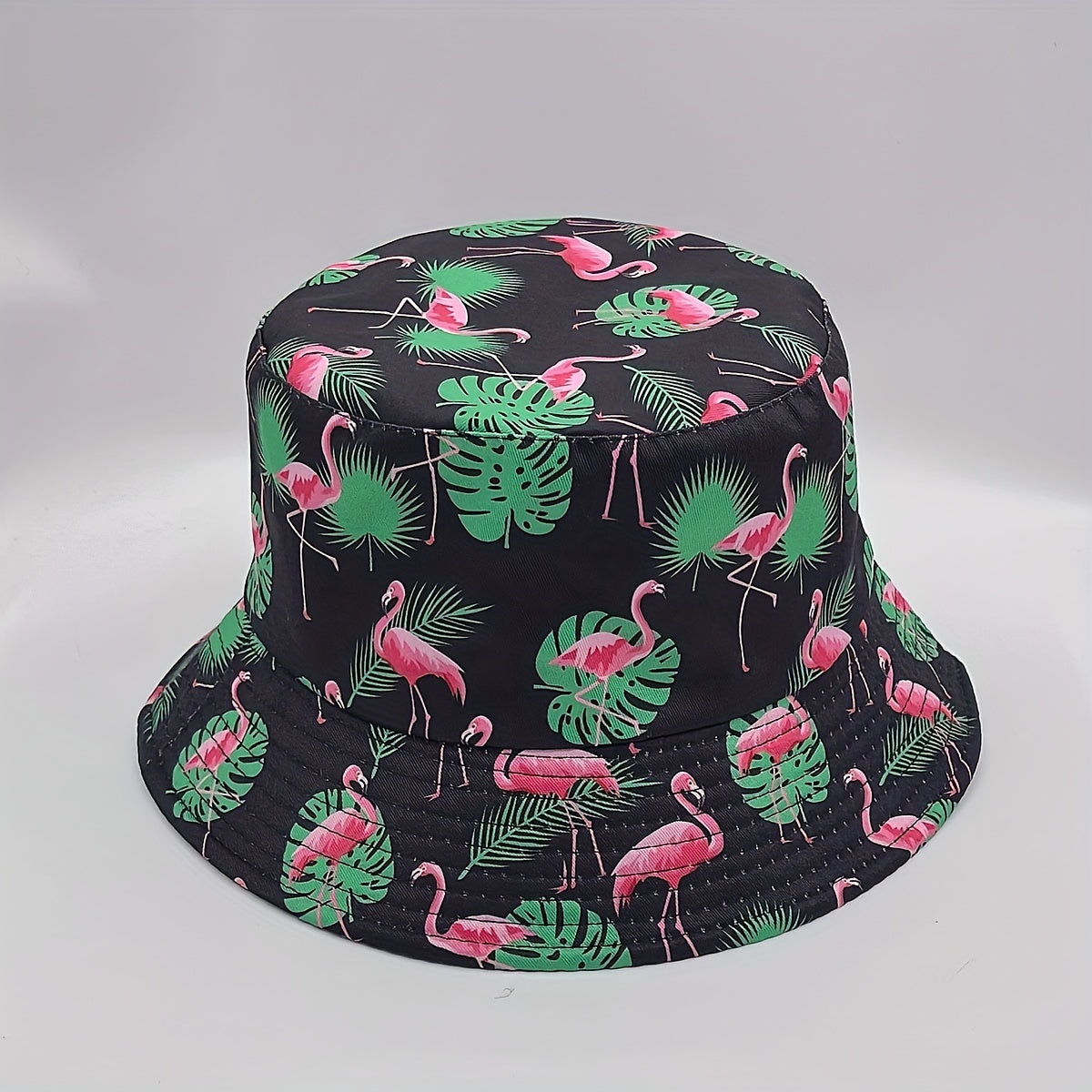 Leaf Flamingo Print Bucket Hat Reversible Sunscreen Basin Hat Lightweight
