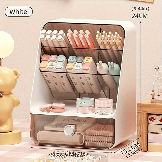 Desk Storage Box DIY Pen Holder Stationery Storage Home Office Supplies