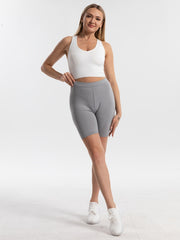 High Waist Solid Seamless Sports Biker Shorts for Fitness Running Yoga