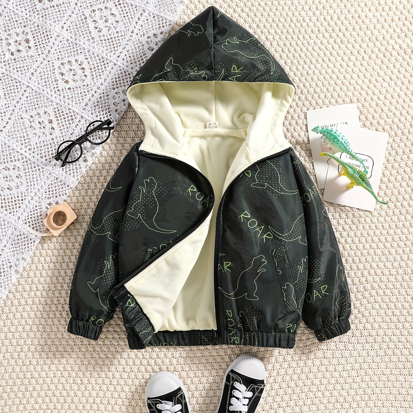 Boys Camo Fleece Zip Hoodie Coat for Autumn