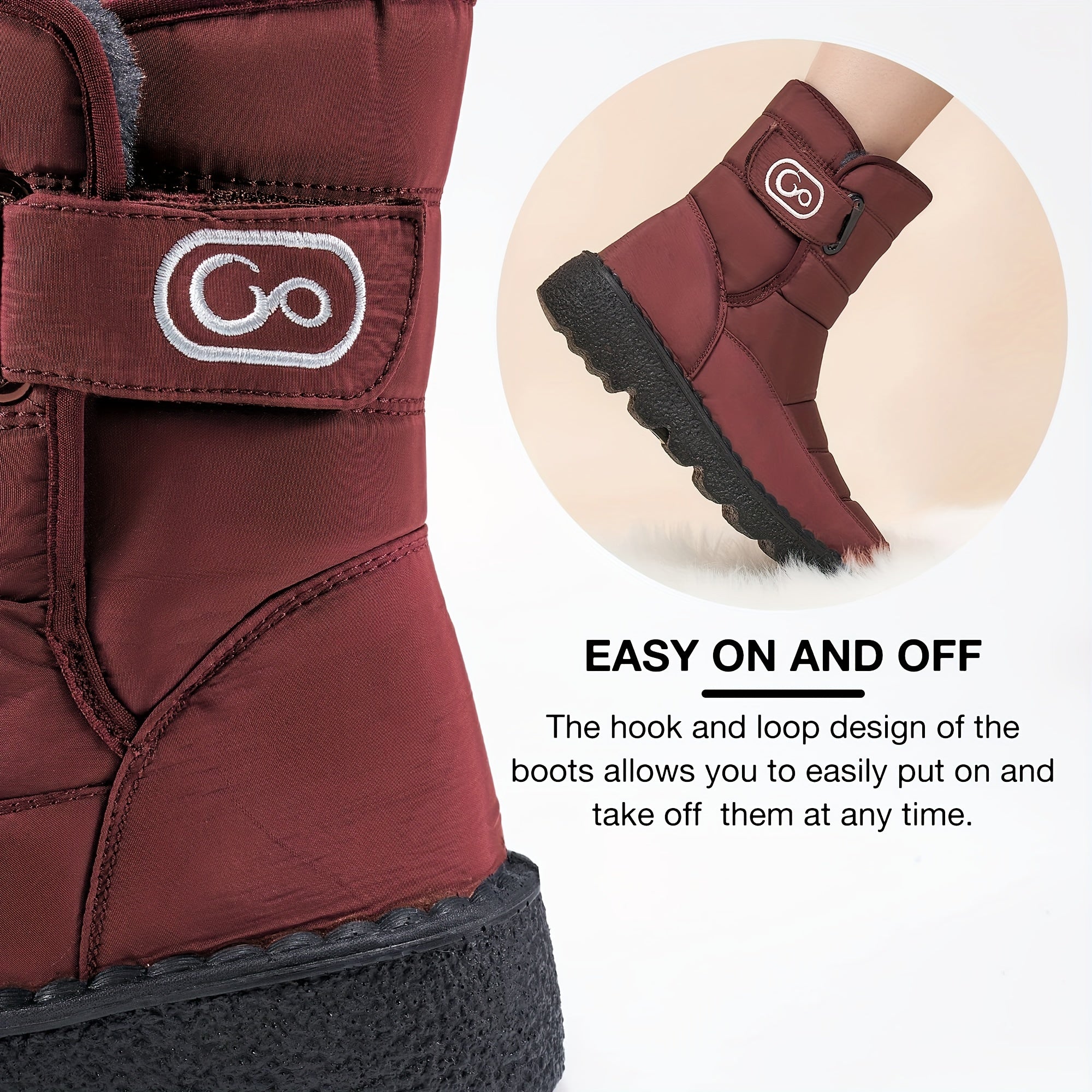 Women's Waterproof Winter Boots Plush Lined Outdoor Short Snow Boots