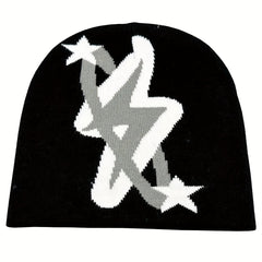 Y2K Beanie Cap Knitted Gothic Lightning Skull Hat Hip Hop Warm Ski Hat