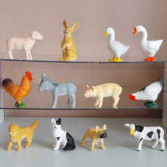 Mini Farm Wild Animal Doll Set Cow Rabbit Sheep Educational Toy Gift