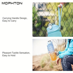 32oz Gradient Water Bottle with Time Scale Straw Leakproof Fitness Outdoor Sport