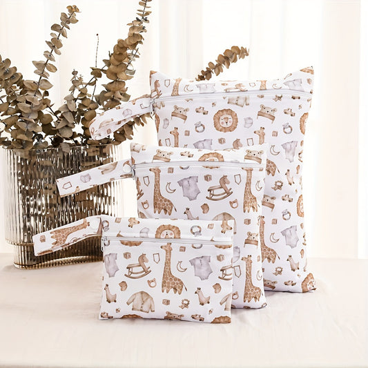 3pcs Elinfant Diaper Bag Set Giraffe Moon Patterns Travel Organizer Bags