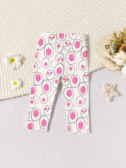 Special Fabric Girls Pants Cherry & Circle Print Girls Leggings 2pcs Set