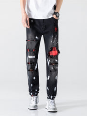 Solid Ripped Long Length Jeans