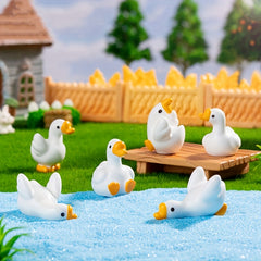 6pcs Resin Chubby Duck Car Decorations Mixed Colors Desktop Dashboard